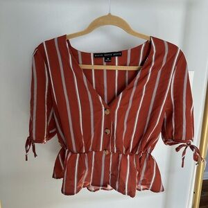 HYFVE Terracotta Striped Peplum Blouse